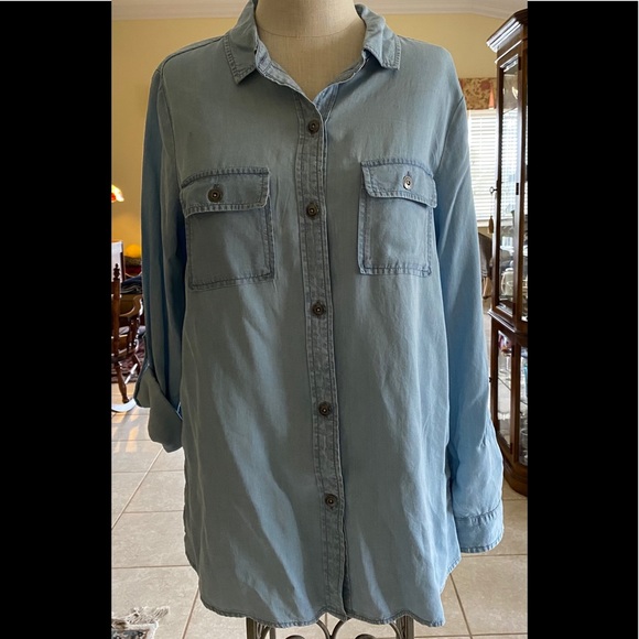Charter Club Long Jean Shirt Easy Wear Pockets NWT - Picture 1 of 9